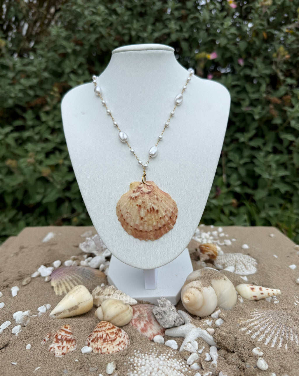 Afterglow at Dunluce Pearl Scallop Necklace