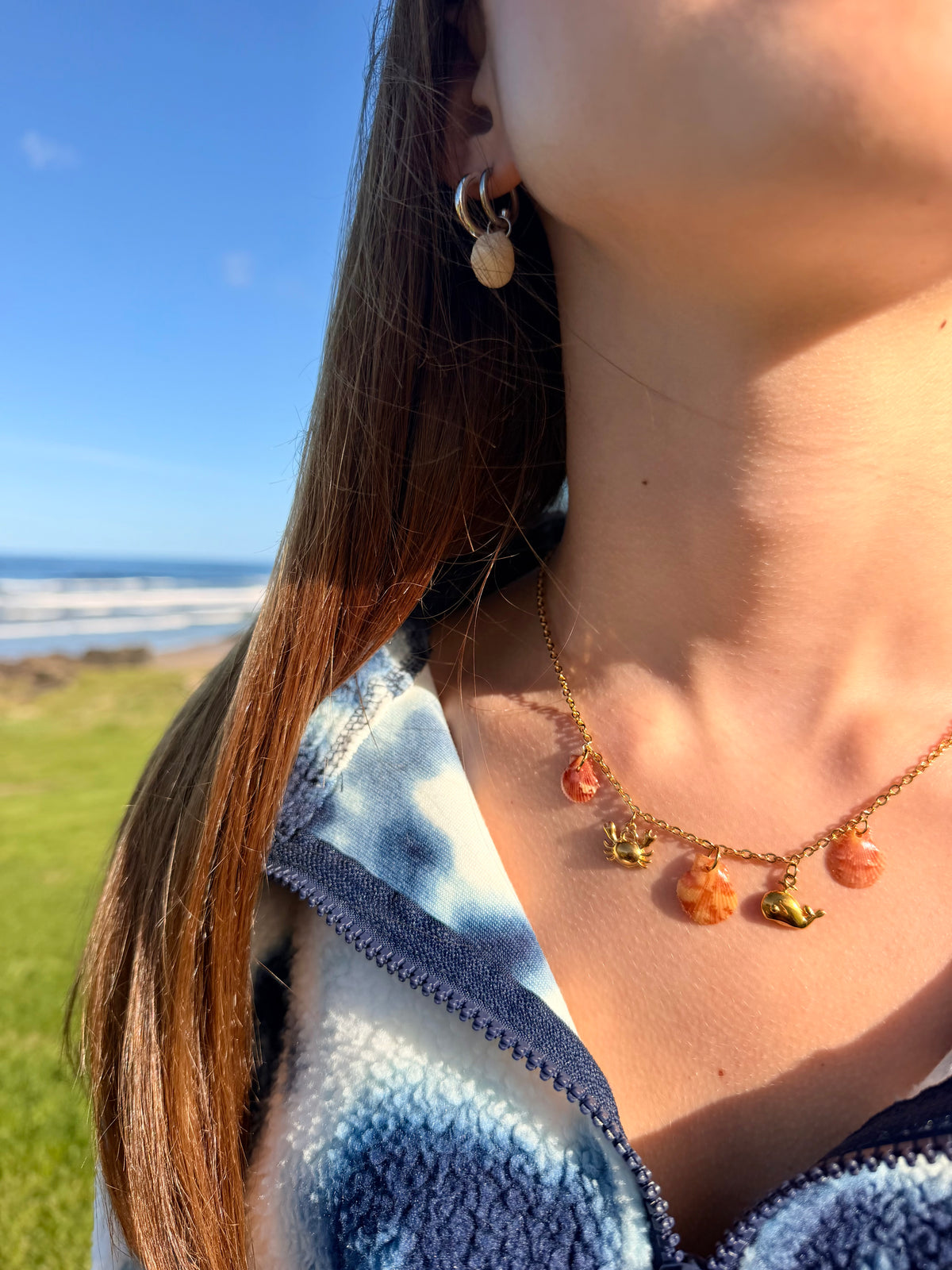 Sunset Scallop Charm Necklace
