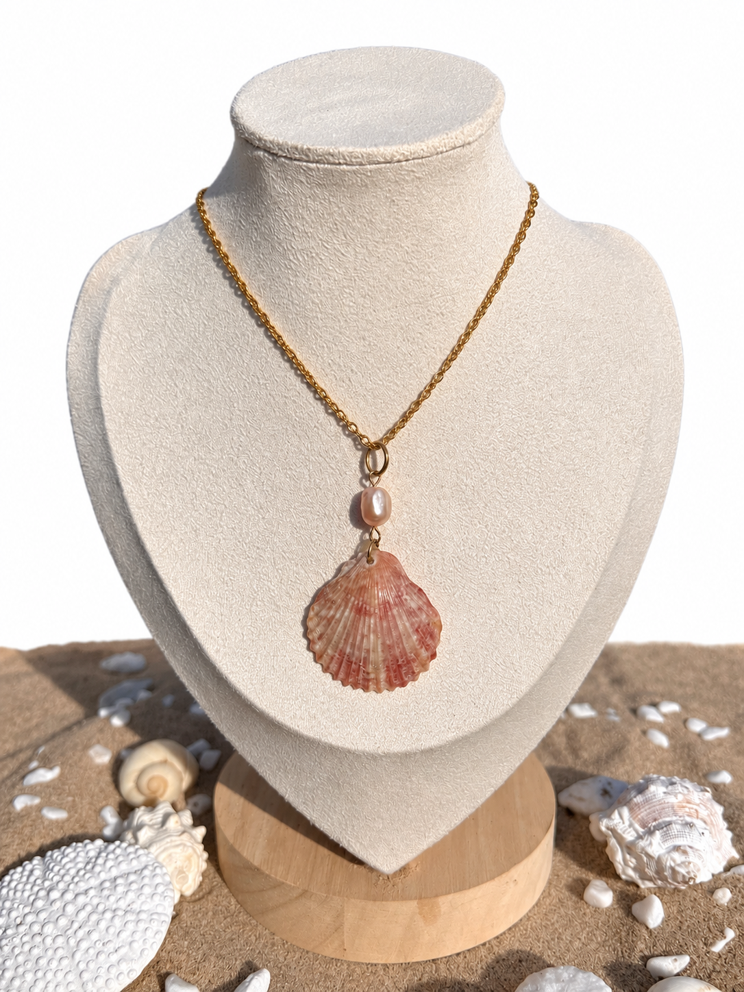 Blush Skies at Mussenden Scallop Necklace