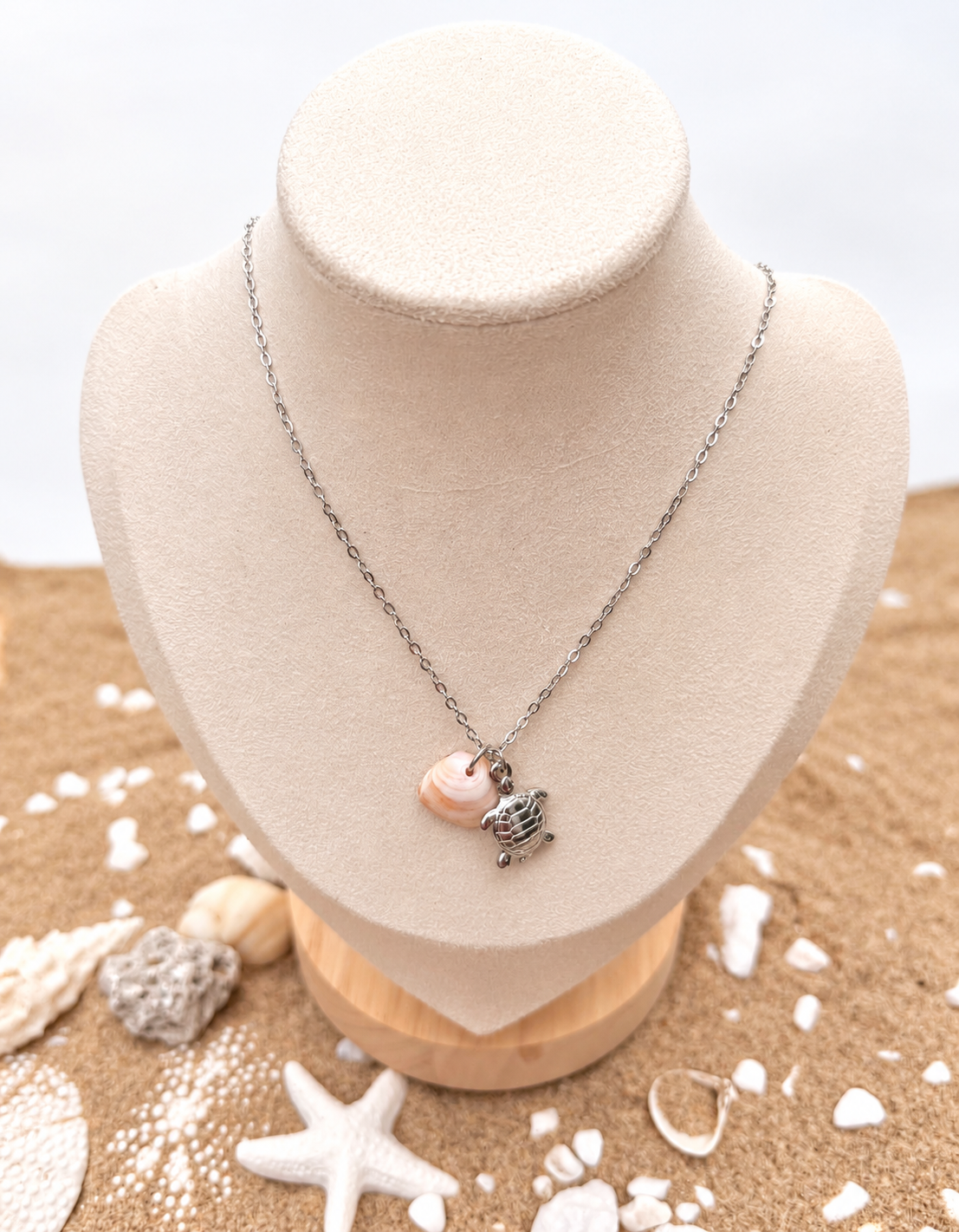 Causeway Blush Turtle Charm Necklace