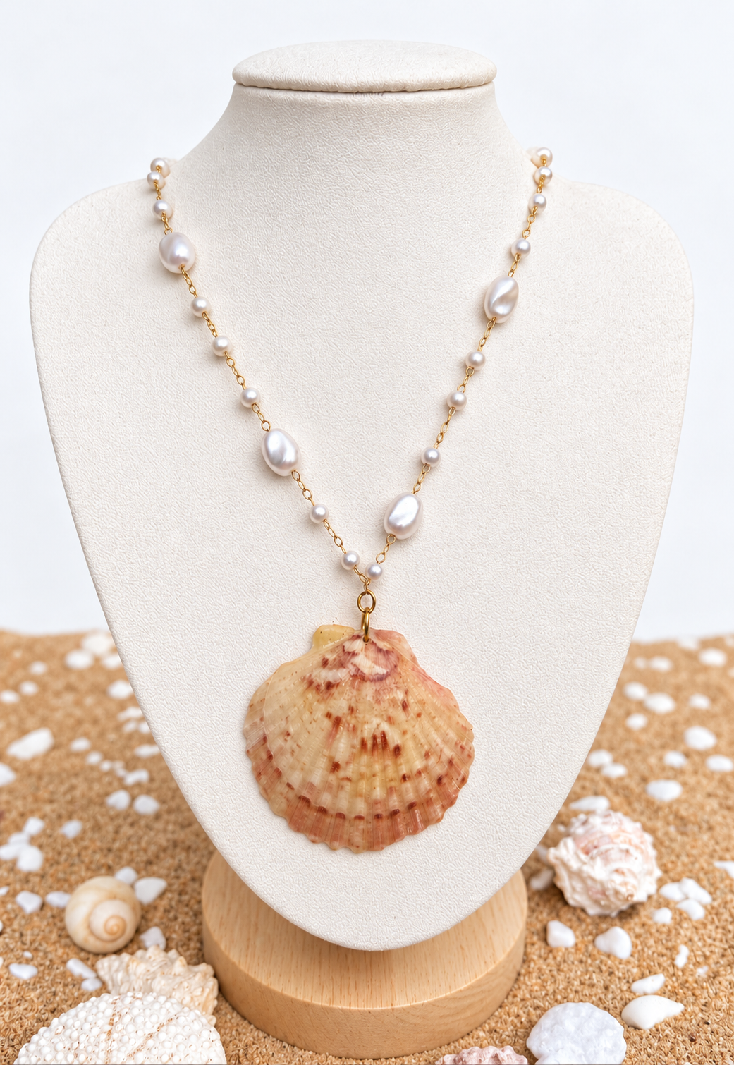 Afterglow at Dunluce Pearl Scallop Necklace