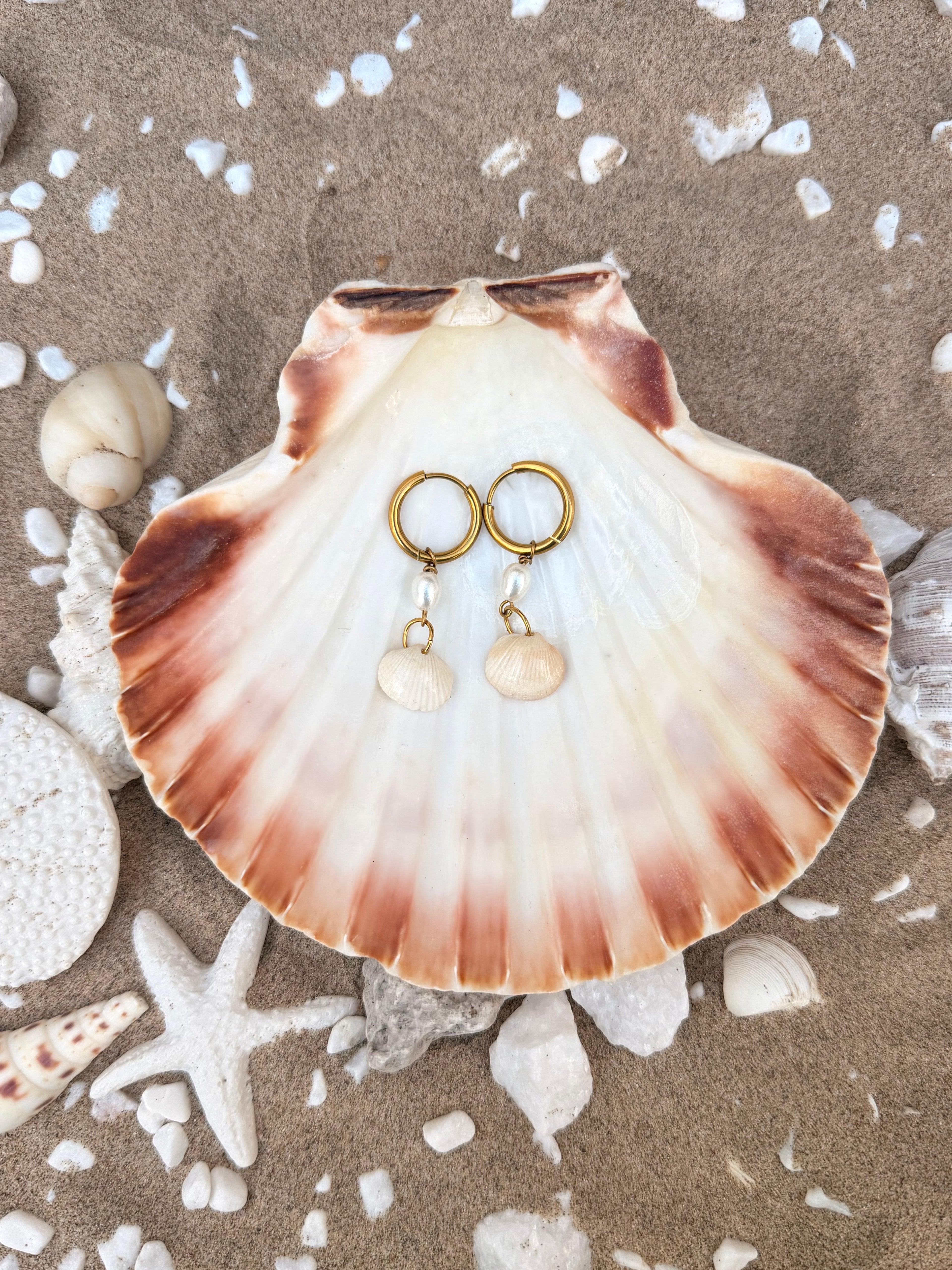 Whiterocks Pearl Shell Gold Hoops