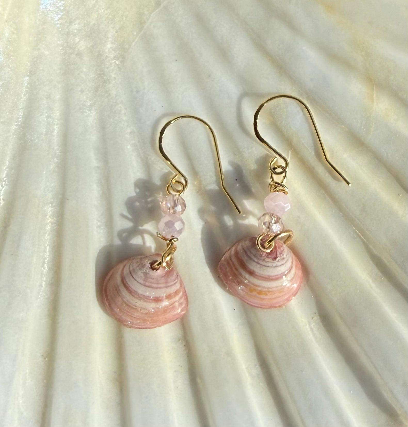 Blush Tide Shell Drop Earrings